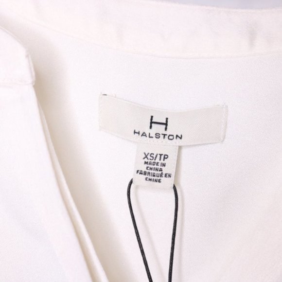 NWT Halston long sleeve high low white blouse r3 - Picture 8 of 9